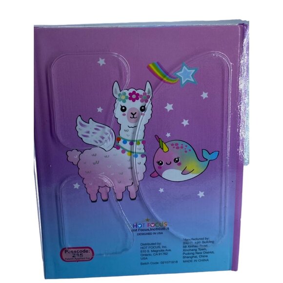 Hot Focus Llama & Narwhal Secret Message Set With UV Light Pen & Locking Journal - Picture 2 of 8